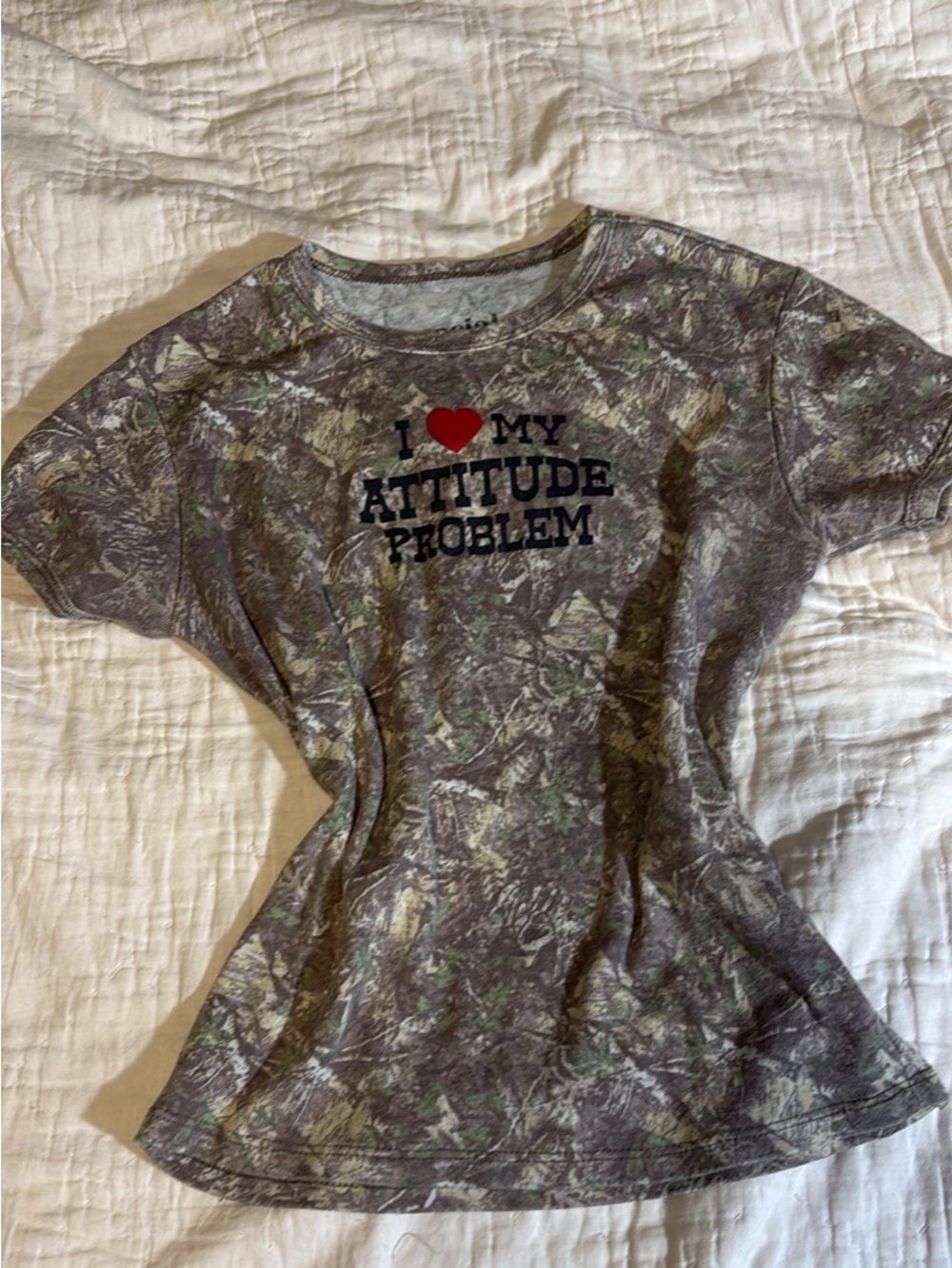I Heart My Attitude Problem Camouflage Tee - Kids
